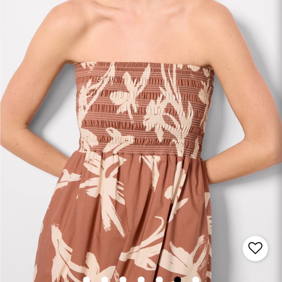 Like new Evereve Cecilia Brown and Cream Floral Midi Dress - Picture 5 of 8